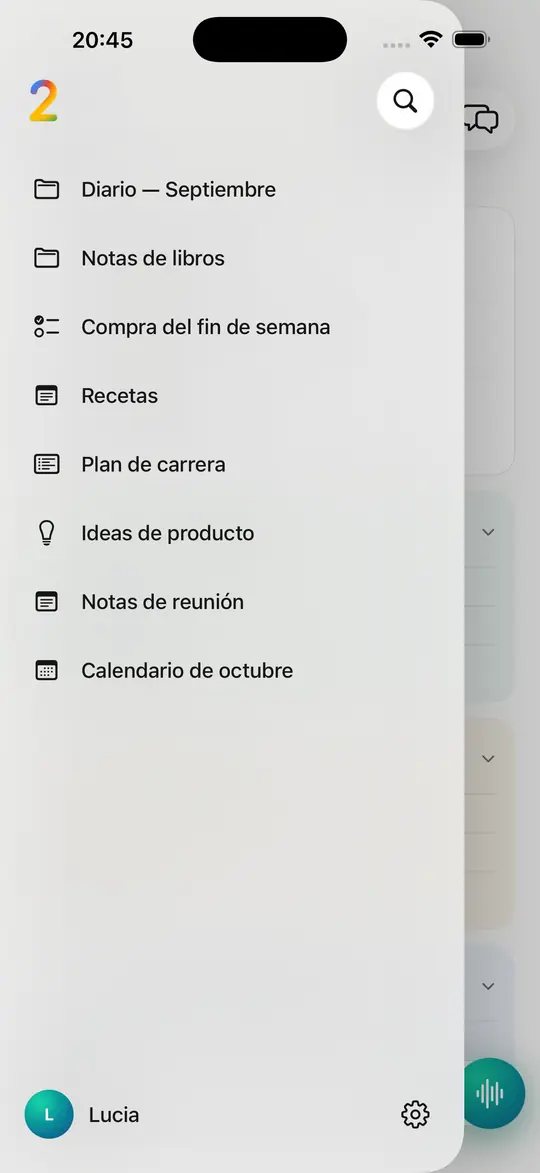 Todas tus colecciones a un deslizamiento, con la búsqueda arriba del todo.